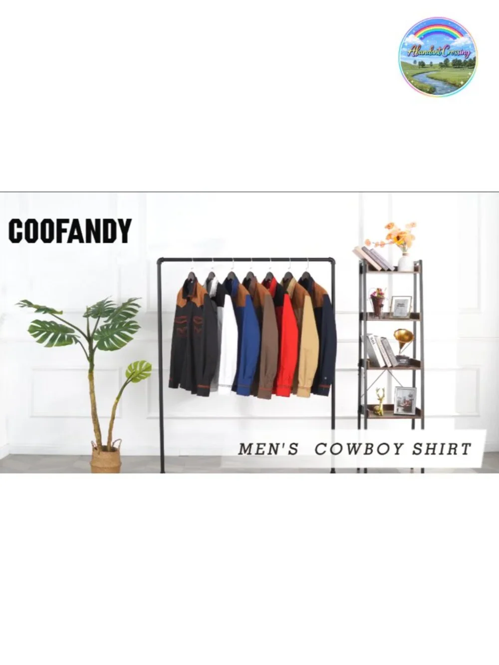 COOFANDY Men's Western Cowboy Shirt Embroidered Long Sleeve Cotton Button Down